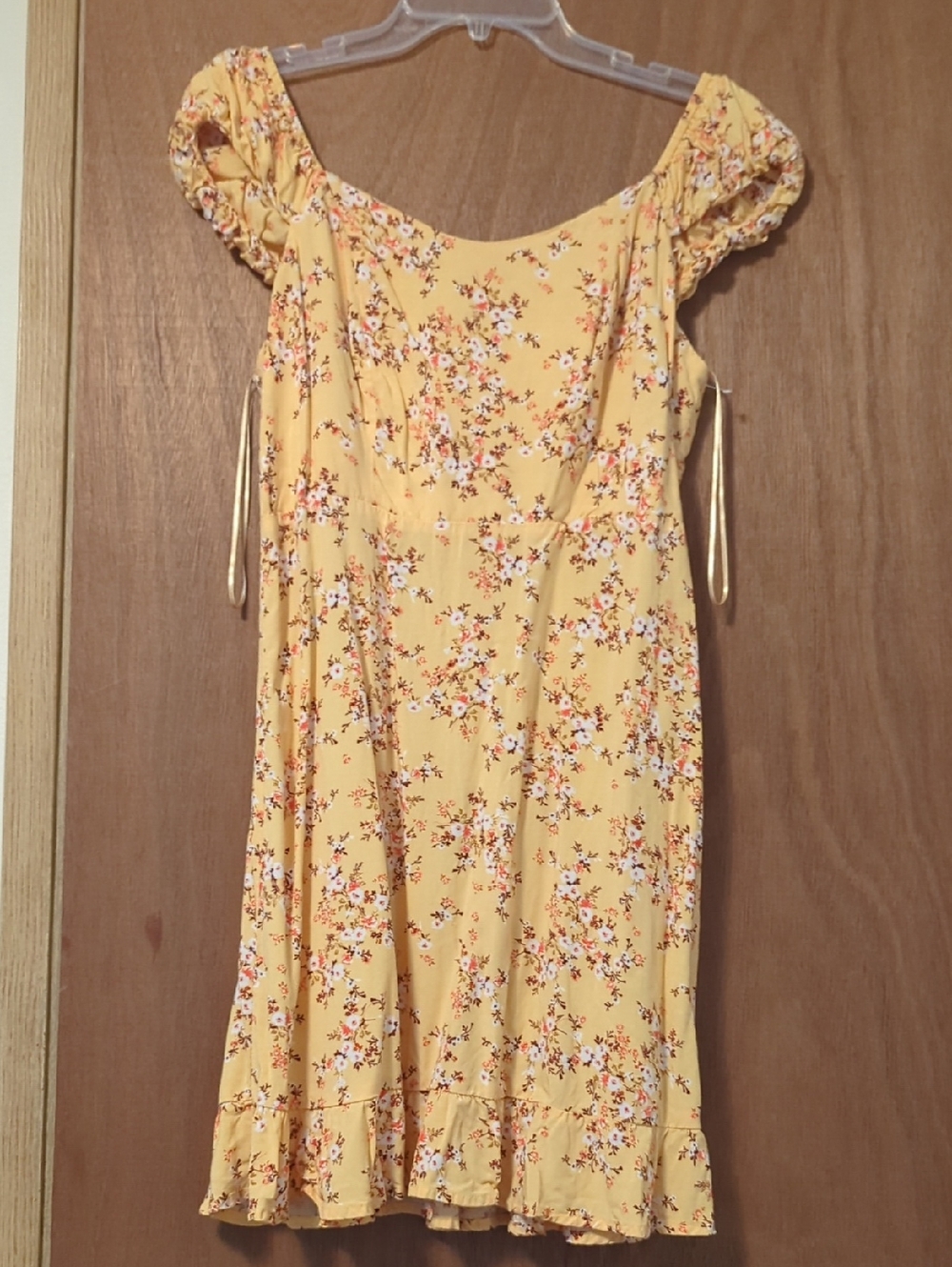 Old Navy Yellow Floral Ruffle Bodycon Dress